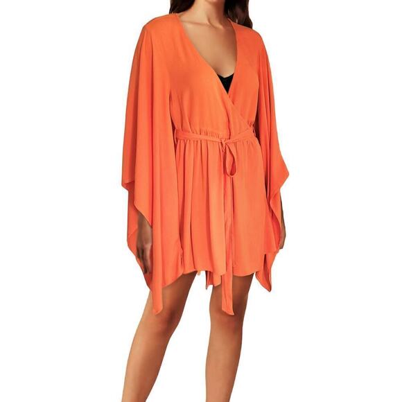NWT ASOS Exaggerated Kimono Sleeve Wrap Belted Beach Swim Cover Up - Picture 1 of 6